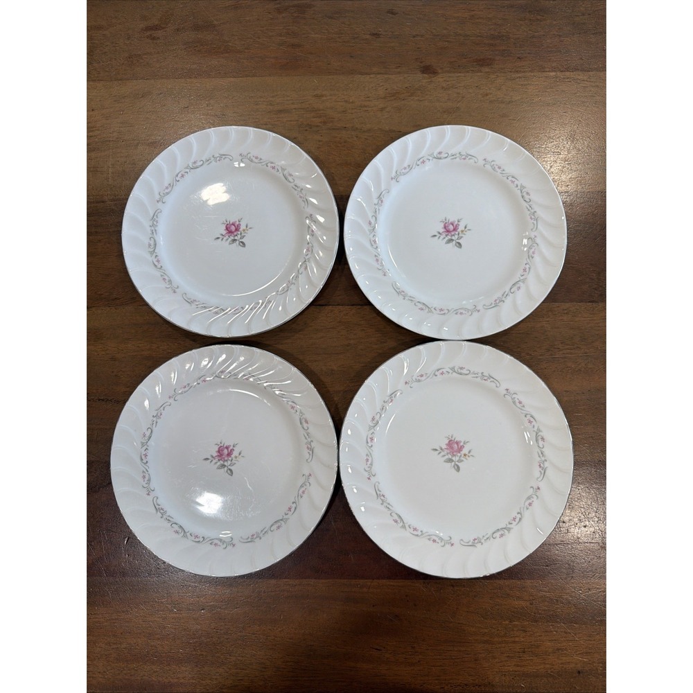 Fine China of Japan Royal Swirl Dinner Plates 10 1/4" Set of 4